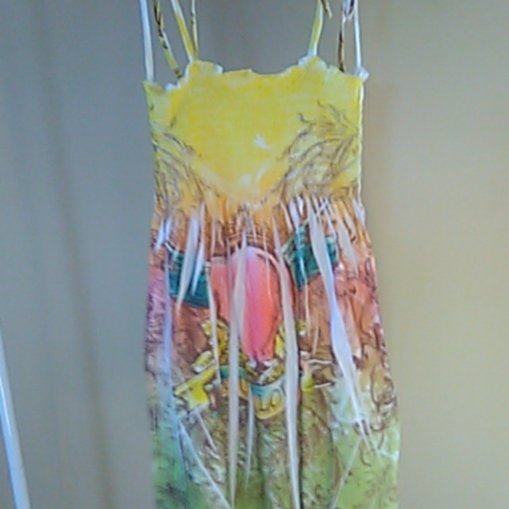 Tattoo tattoo brand tube dress yellow and green